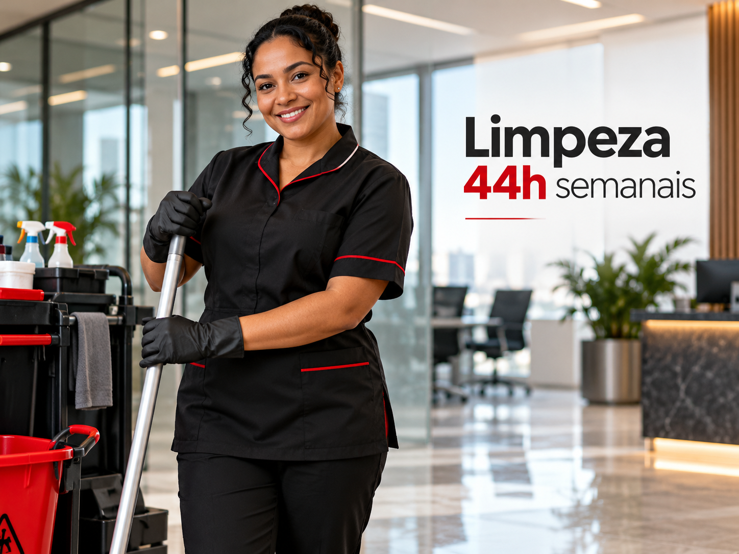 Funcionária terceirizada de limpeza 44h semanais