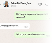 Simulação de conversa no whatsapp com fornecedor da Primebid